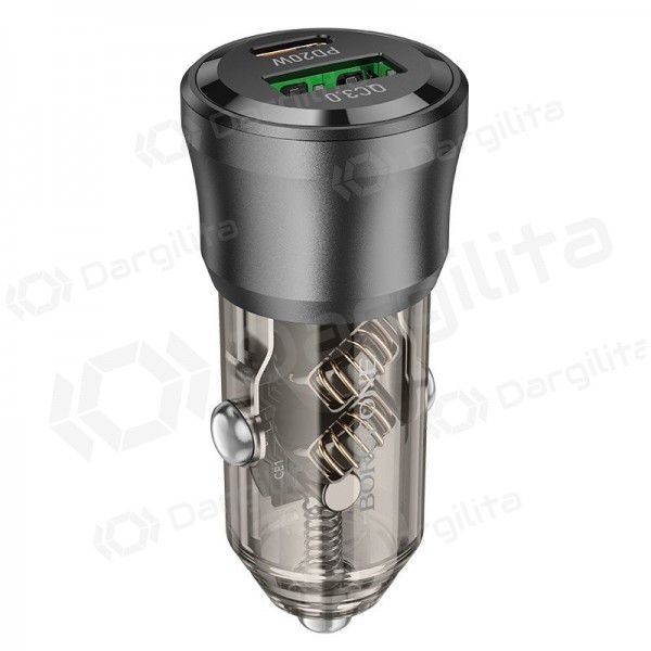 Automobilinis įkroviklis Borofone BZ25 38 W USB-C + USB-A PD QC juodas