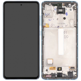 Samsung Galaxy A52 4G / A52 5G ekranas (mėlynas) (su rėmeliu) (OLED)