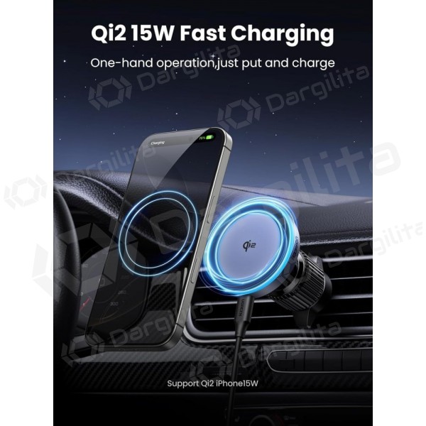 Automobilinis telefono laikiklis su belaidžiu įkrovimu Ugreen W708 MagSafe 15 W į ventiliacijos groteles