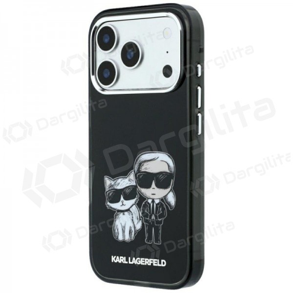 Apple iPhone 18 Pro dėklas "Karl Lagerfeld PU Semi Wrap Smooth Sketch Bodies MagSafe" (juodas)