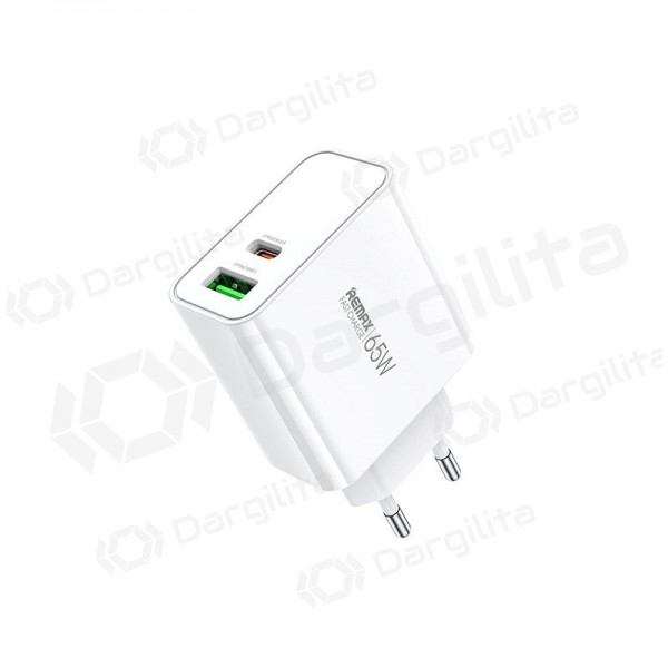 Telefono įkroviklis Remax RP-U125 65 W USB-C + USB-A GaN PD QC baltas