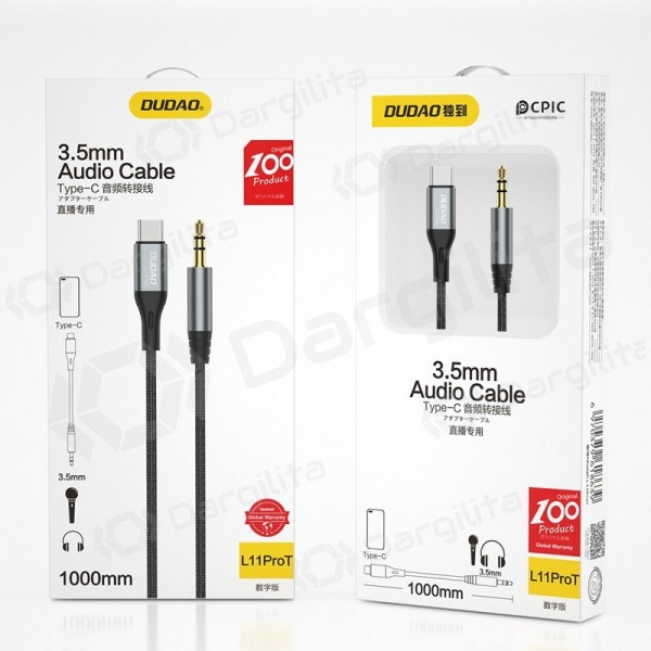 Audio laidas Dudao L11ProT USB-C į 3.5 mm 1 m juodas