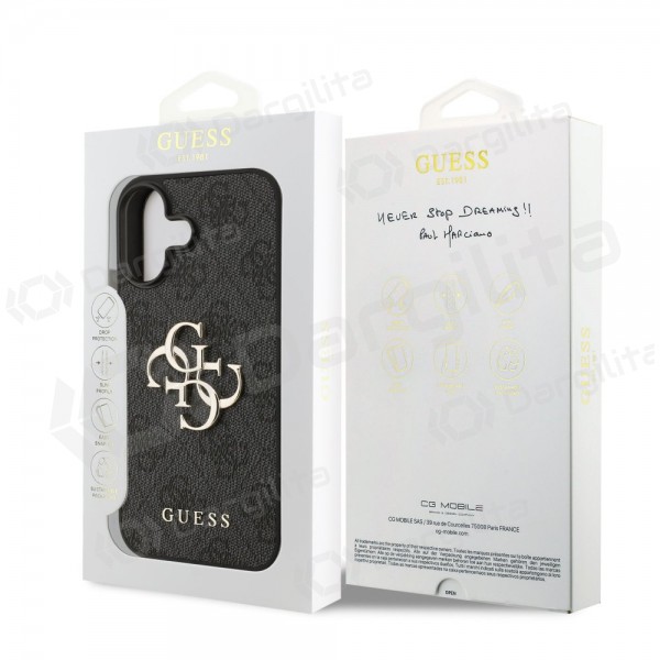 Apple iPhone 17 dėklas "Guess PU 4G Metal Logo" (pilkas)
