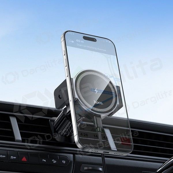Automobilinis telefono laikiklis su belaidžiu įkrovimu Hoco HW35 MagSafe 15 W į ventiliacijos groteles