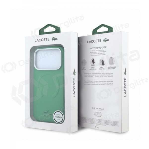 Apple iPhone 18 Pro Max dėklas "Lacoste PVC Petit Pique Semi Wrap Embossed MagSafe" (žalias)