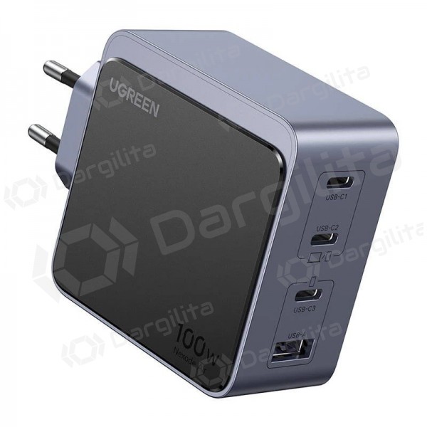 Tinklo įkroviklis Ugreen X565 100 W GaN 3x USB-C + USB-A pilkas