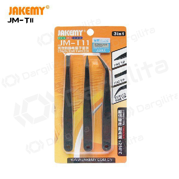 Metalinis antistatinis pincetas Jakemy JM-T11 ESD (3vnt )