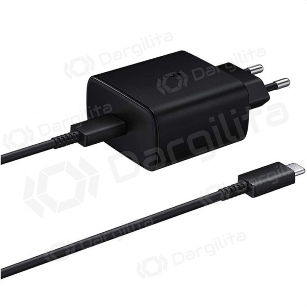Telefono įkroviklis Samsung EP-TA845 45 W USB-C su USB-C laidu juodas