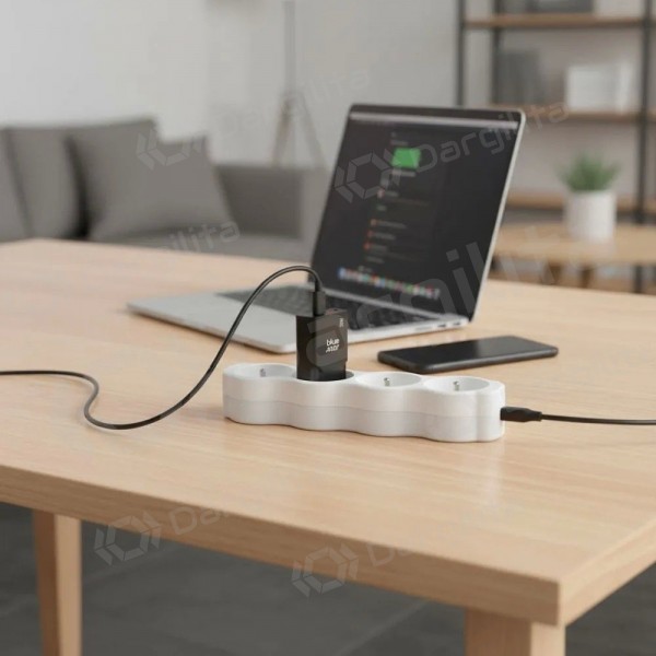 Telefono įkroviklis Blue Star Slim 25 W GaN USB-C + USB-A juodas
