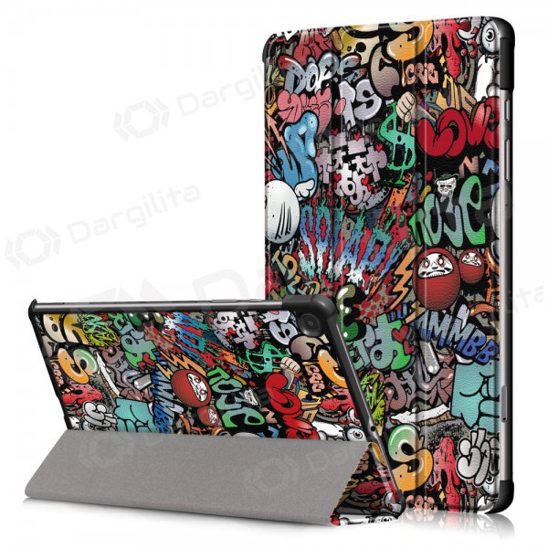 Samsung Galaxy Tab A 10.1 (2019) dėklas "Smart Leather" (graffiti)