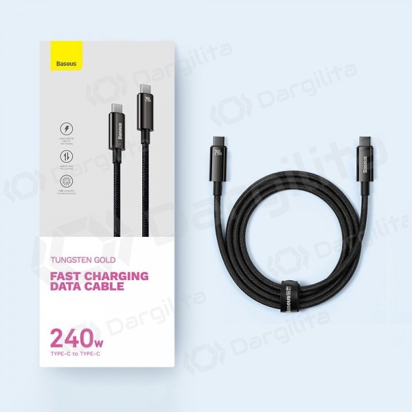 USB-C laidas Baseus Tungsten CAWJ040001 USB-C į USB-C 1 m 240 W juodas