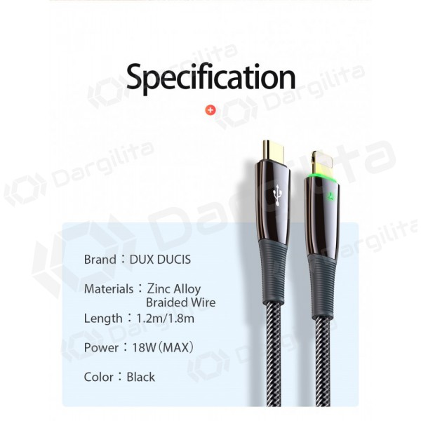 Kabelis Dux Ducis K-IV PD Type-C - Lightning 1.2m