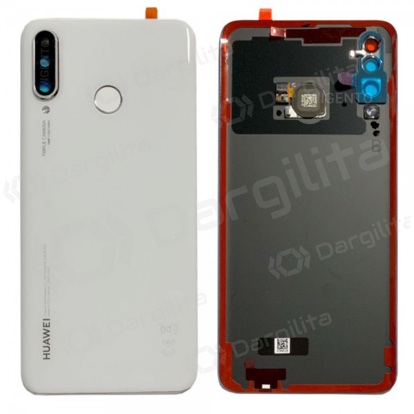 Huawei P30 Lite / P30 Lite New Edition 2020 48MP galinis baterijos dangtelis baltas (Pearl White) (naudotas grade B, originalus)