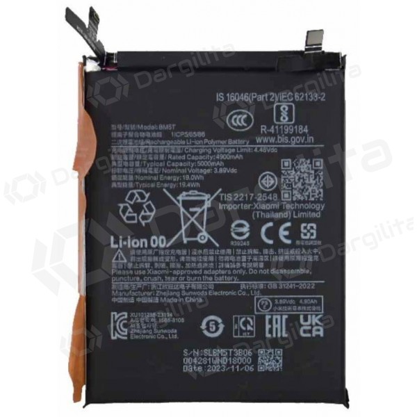 Xiaomi 13T, 14T, Poco X6 Pro, Poco M6 Pro 4G, Redmi Note 13 Pro 4G baterija, akumuliatorius (BM5T)