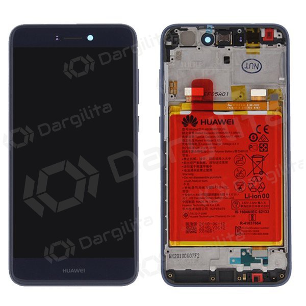 Huawei P8 Lite 2017 / P9 Lite 2017 / Honor 8 Lite ekranas (mėlynas) (su rėmeliu ir baterija) (service pack) (originalus)