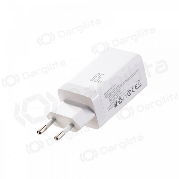 Telefono įkroviklis Joyroom JR-TG10 65 W USB-C + USB-A GaN PPS baltas