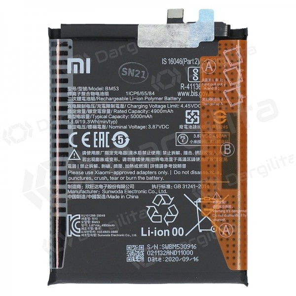 Xiaomi Mi 10T / Mi 10T Pro (BM53) baterija / akumuliatorius (5000mAh) (service pack) (originalus)