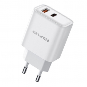 Telefono įkroviklis Awei PD81-EU 25 W USB-C + USB-A PD QC PPS juodas