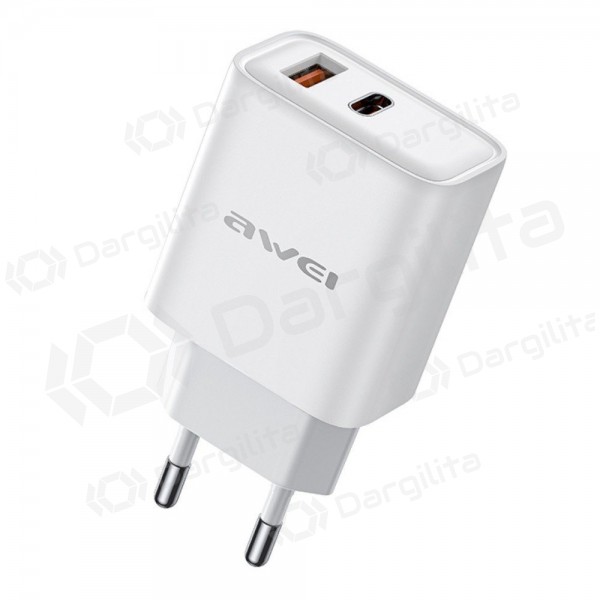Telefono įkroviklis Awei PD81-EU 25 W USB-C + USB-A PD QC PPS juodas