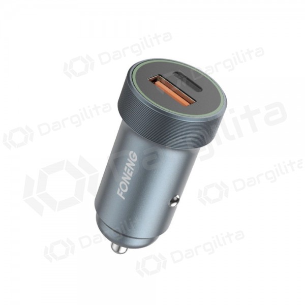 Automobilinis įkroviklis Foneng C16 30 W USB-C + USB-A pilkas