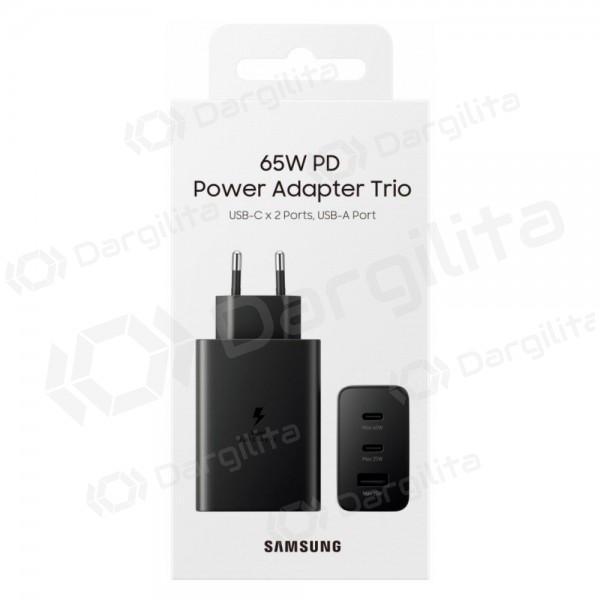 Tinklo įkroviklis Samsung EP-T6530NBEGEU 65 W 2x USB-C + USB-A juodas