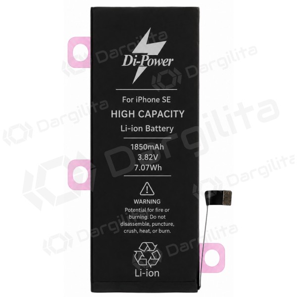 Apple iPhone SE (2016) baterija, akumuliatorius Di-Power 1850 mAh (padidintos talpos)