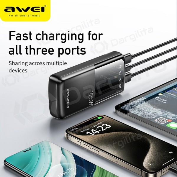 Išorinė baterija (Power Bank) Awei P13K 20000 mAh PD 20 W / QC 22.5 W, juoda