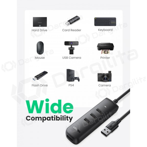 Adapteris Ugreen CM416 USB-A į 4xUSB-A 3.0 juodas