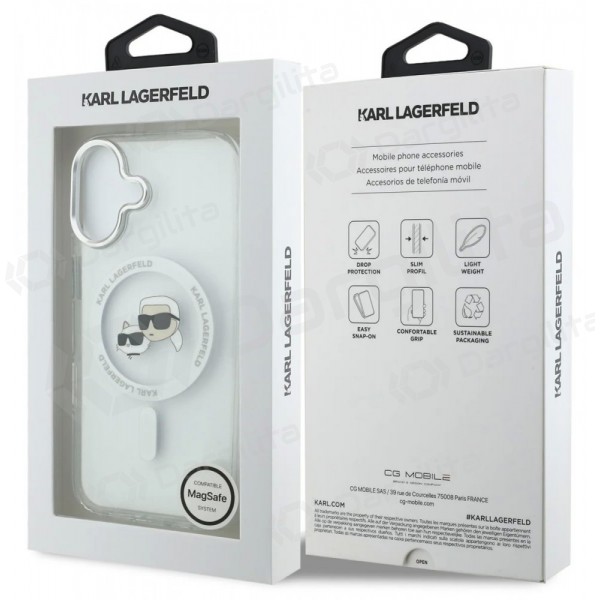 Apple iPhone 17 dėklas "Karl Lagerfeld IML K&CH Heads Metal Frame MagSafe" (skaidrus)