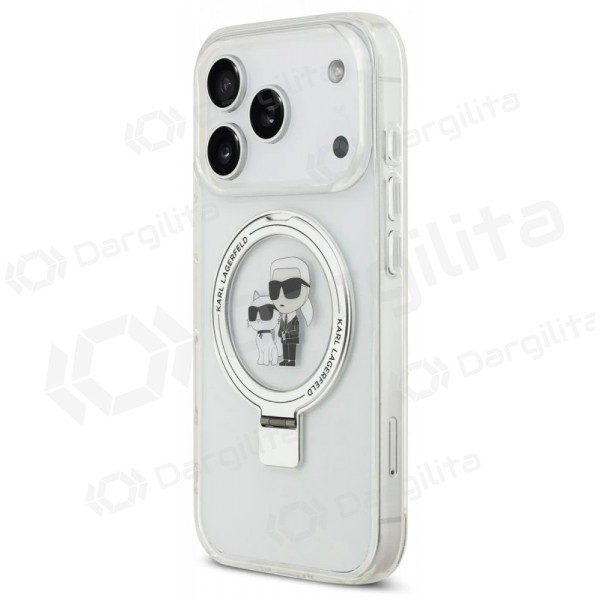 Apple iPhone 17 Pro Max dėklas "Karl Lagerfeld Ringstand Karl and Choupette MagSafe" (skaidrus)
