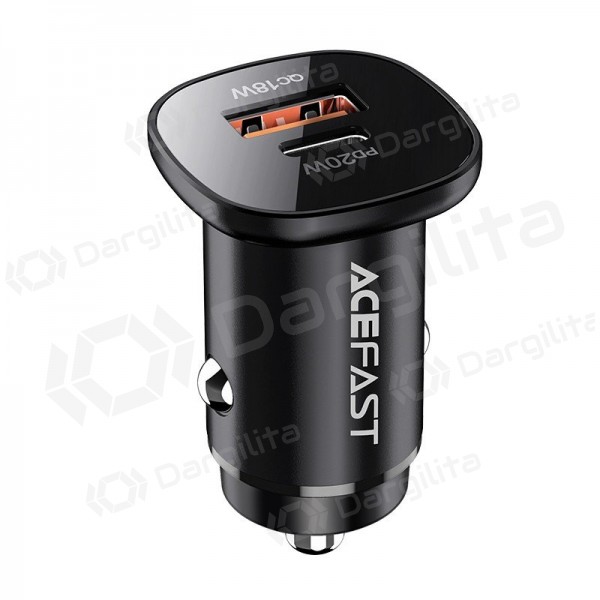 Automobilinis įkroviklis Acefast B1 Mini 38 W USB-C + USB-A PD QC juodas