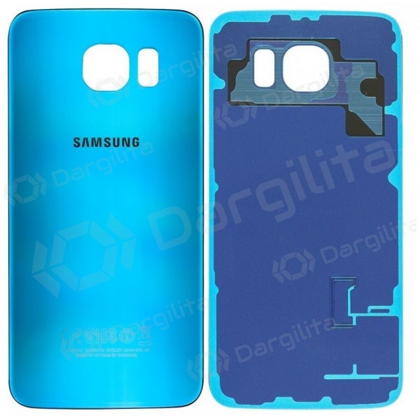 Samsung G920F Galaxy S6 galinis baterijos dangtelis baltas šviesiai mėlynas (Blue Topaz) (naudotas grade B, originalus)