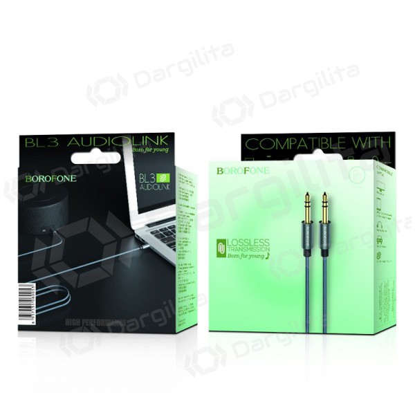 Audio adapteris 3,5mm į 3,5mm Borofone BL3 (pilkas) Audio adapteris 3,5mm į 3,5mm Borofone BL3 (pilkas)