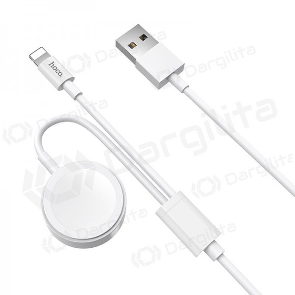 USB kabelis HOCO U69 lightning 1.0m (with iWatch wireless charger) (baltas)