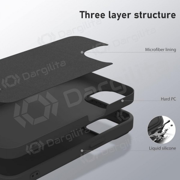 Apple iPhone 15 Plus dėklas „Nillkin Silicone“ (juodas)