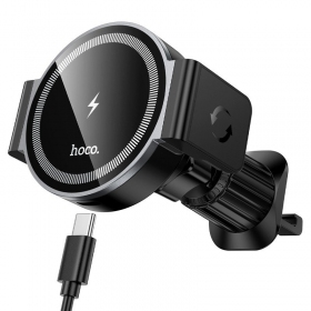 Automobilinis telefono laikiklis su belaidžiu įkrovimu Hoco HW35 MagSafe 15 W į ventiliacijos groteles