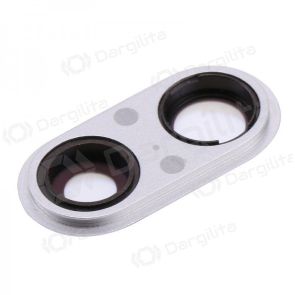 Apple iPhone 8 Plus kameros stikliukas (sidabrinis) (su rėmeliu)