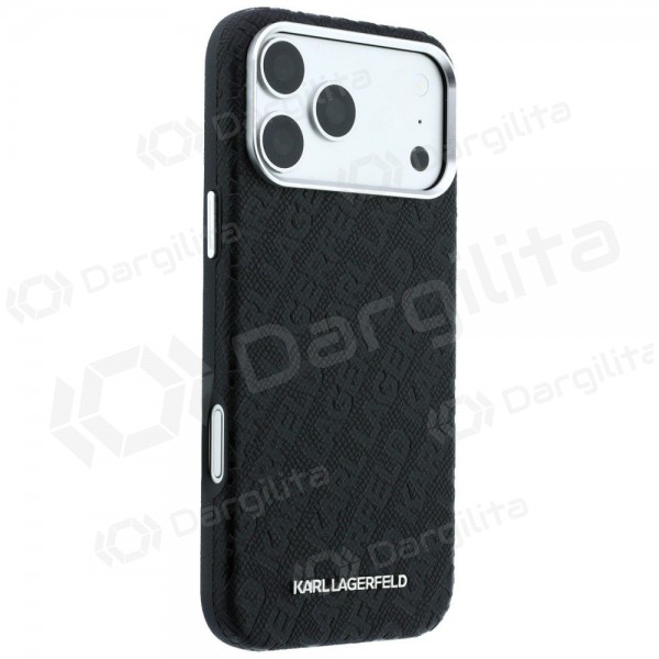 Apple iPhone 18 Pro dėklas "Karl Lagerfeld PU Grained Allover Semi Wrap MagSafe" (juodas)
