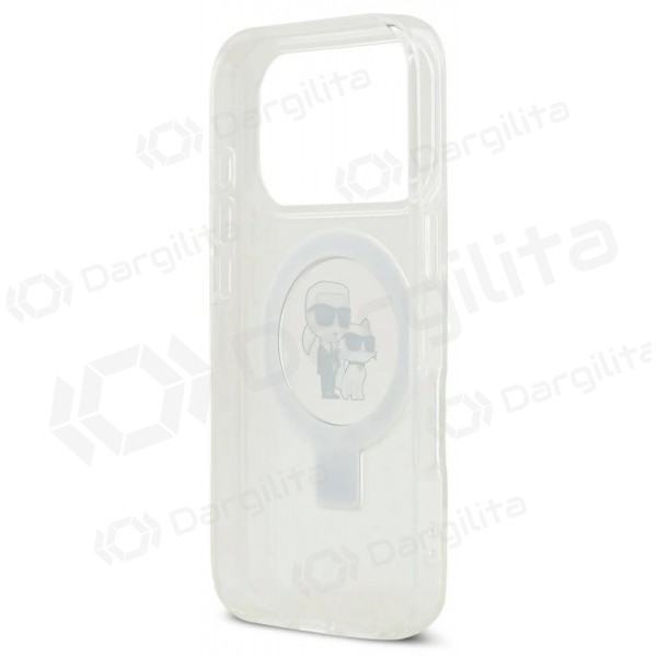 Apple iPhone 17 Pro Max dėklas "Karl Lagerfeld Ringstand Karl and Choupette MagSafe" (skaidrus)