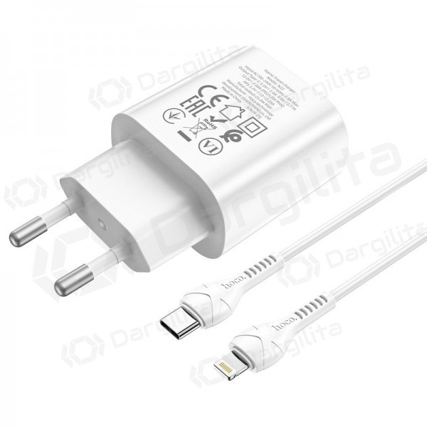 Telefono įkroviklis Hoco N22 25 W USB-C su Lightning laidu 1 m baltas