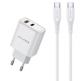 Telefono įkroviklis Awei PD81C-EU 22.5 W USB-C + USB-A su USB-C laidu 1 m