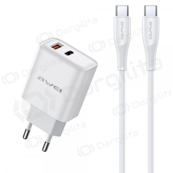 Telefono įkroviklis Awei PD81C-EU 22.5 W USB-C + USB-A su USB-C laidu 1 m