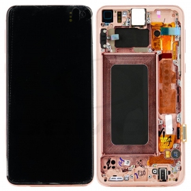 Samsung Galaxy Galaxy S10e ekranas (rožinis) (su rėmeliu) (originalus)