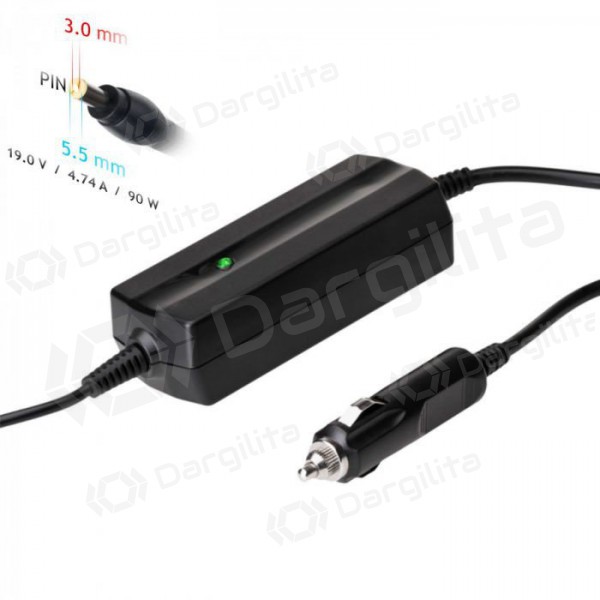 Automobilinis nešiojamojo kompiuterio pakrovėjas Akyga AK-ND-37 (19V / 4.74A 90W 5.5 x 3.0mm + pin) SAMSUNG 1.2m