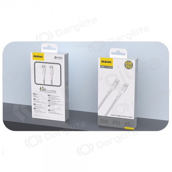 USB-C laidas Dudao L9C USB-C į USB-C 1 m 65 W baltas