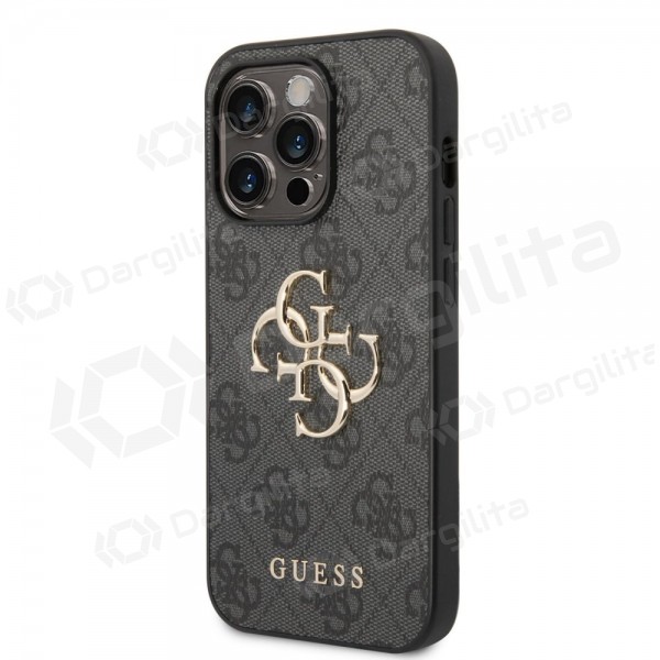 Apple iPhone 14 Pro dėklas "Guess PU 4G Metal Logo" (pilkas)