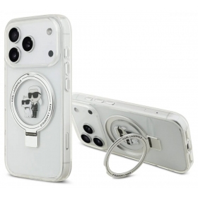 Apple iPhone 17 Pro Max dėklas "Karl Lagerfeld Ringstand Karl and Choupette MagSafe" (skaidrus)