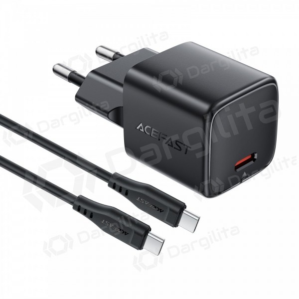 Telefono įkroviklis Acefast A118 30 W USB-C PD QC GaN juodas
