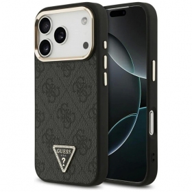 Apple iPhone 17 Pro Max dėklas "Guess PU Leather 4G Strass Triangle Logo Gold Frame MagSafe"