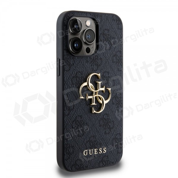Apple iPhone 14 Pro Max dėklas "Guess PU 4G Metal Logo" (pilkas)